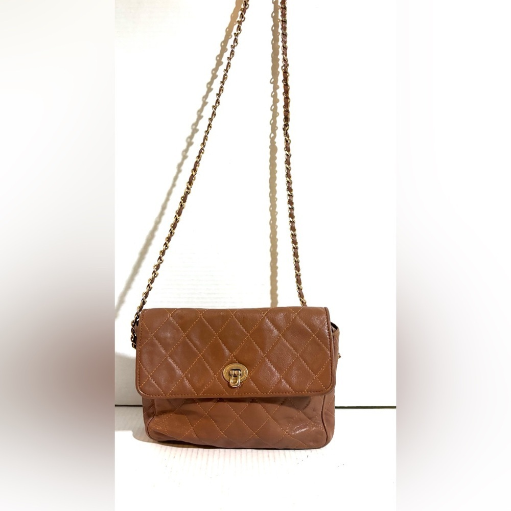 Vintage Brown Quilted Crossbody Bag